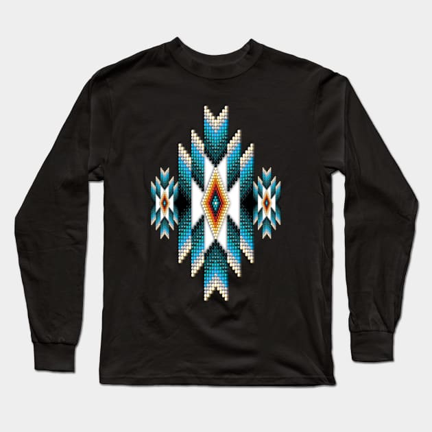 Native American Style Turquoise Sunburst Long Sleeve T-Shirt by NaumaddicArts